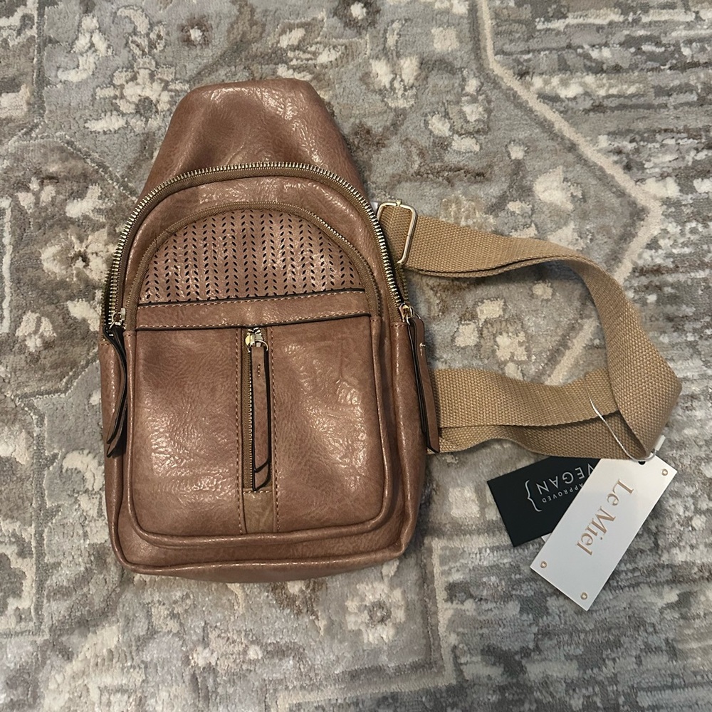 Tan Faux Leather Adjustable Bag